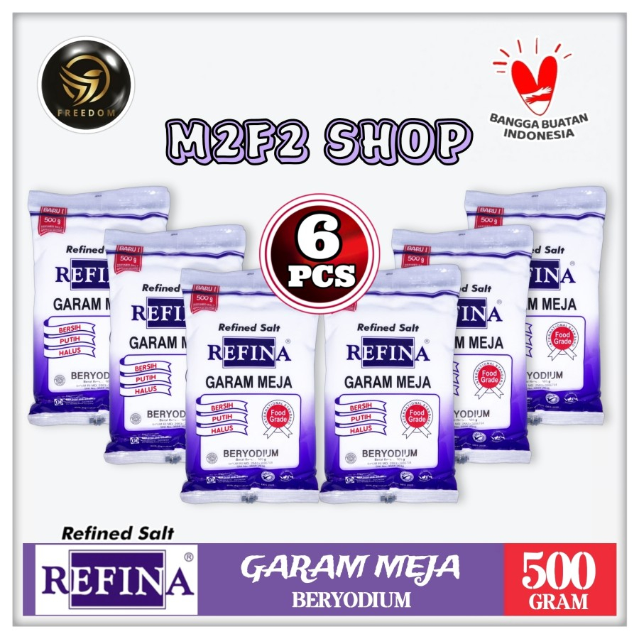 

Refina Salt Garam Meja Beryodium Bersih Putih Halus - 500 gr (Kemasan 6 Pcs)