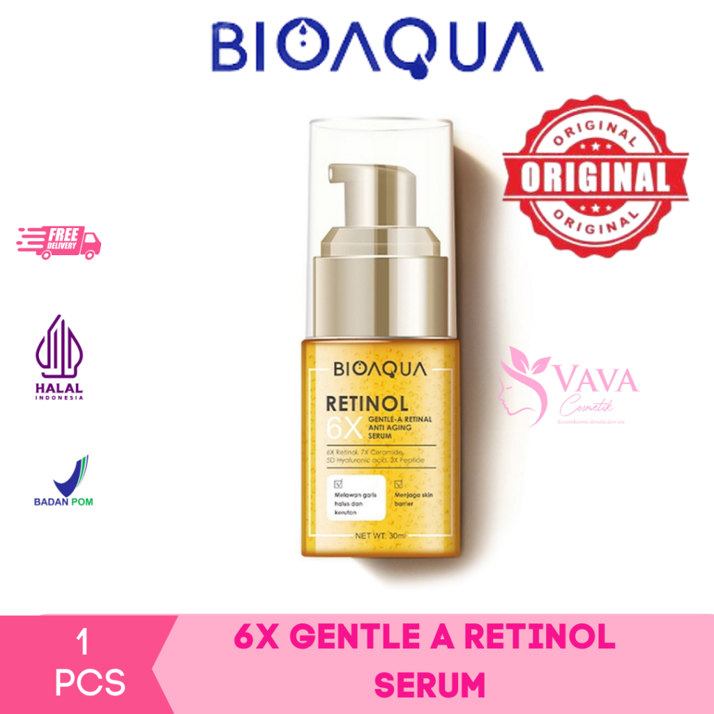 BIOAQUA 6X Gentle-A Retinol Serum Wajah Anti Aging Essence 30ml Dark Spot Serum Brightening untuk Fl