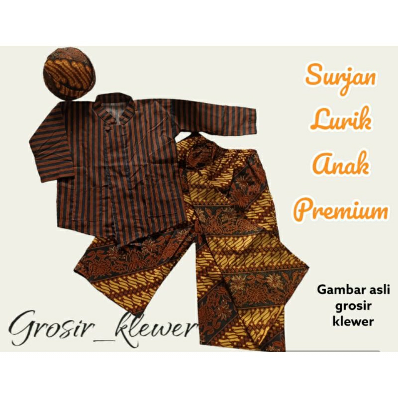 Stelan baju lurik anak laki-laki / Baju adat jawa anak laki laki / baju adat anak
