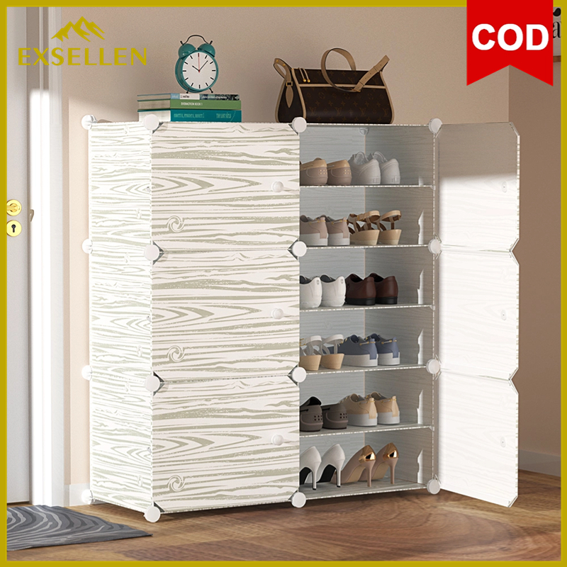 Rak Sepatu Minimalis 2 Kolom 6 Layer lemari Sepatu Rak Sepatu Plastik Tebal Tertutup Tempat Sepatu