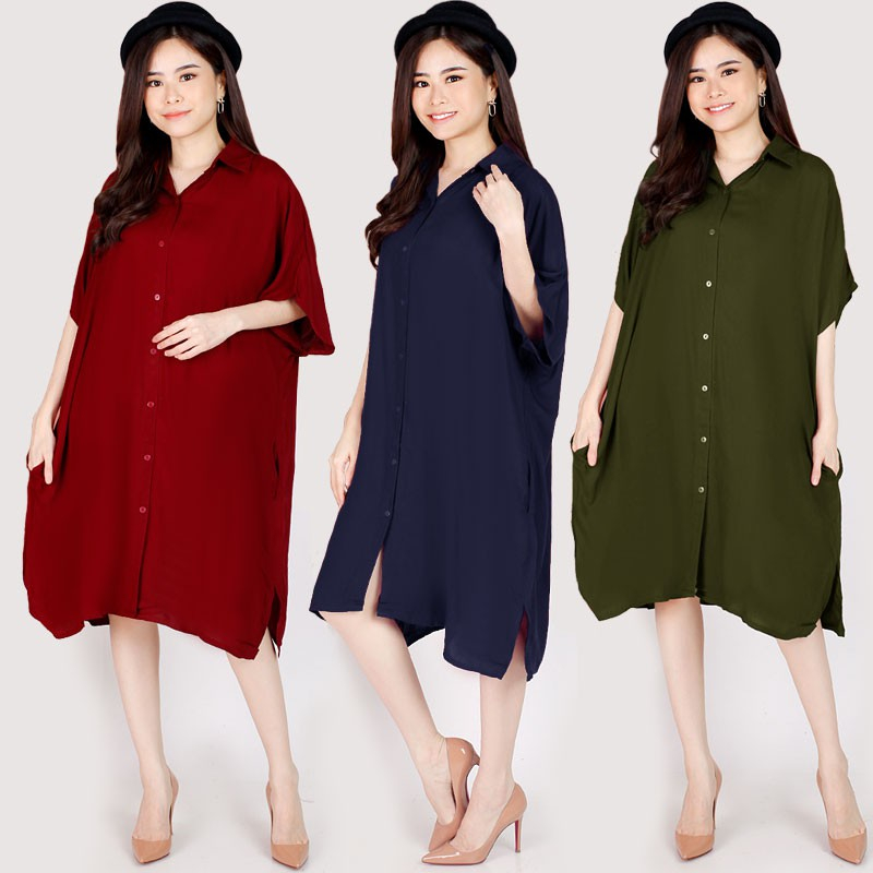 BAJU KEMEJA ATASAN WANITA JUMBO LD 130cm OVERSIZE BIG SIZE 5105 XXL XXXL BAJU IBU HAMIL MENYUSUI KEM