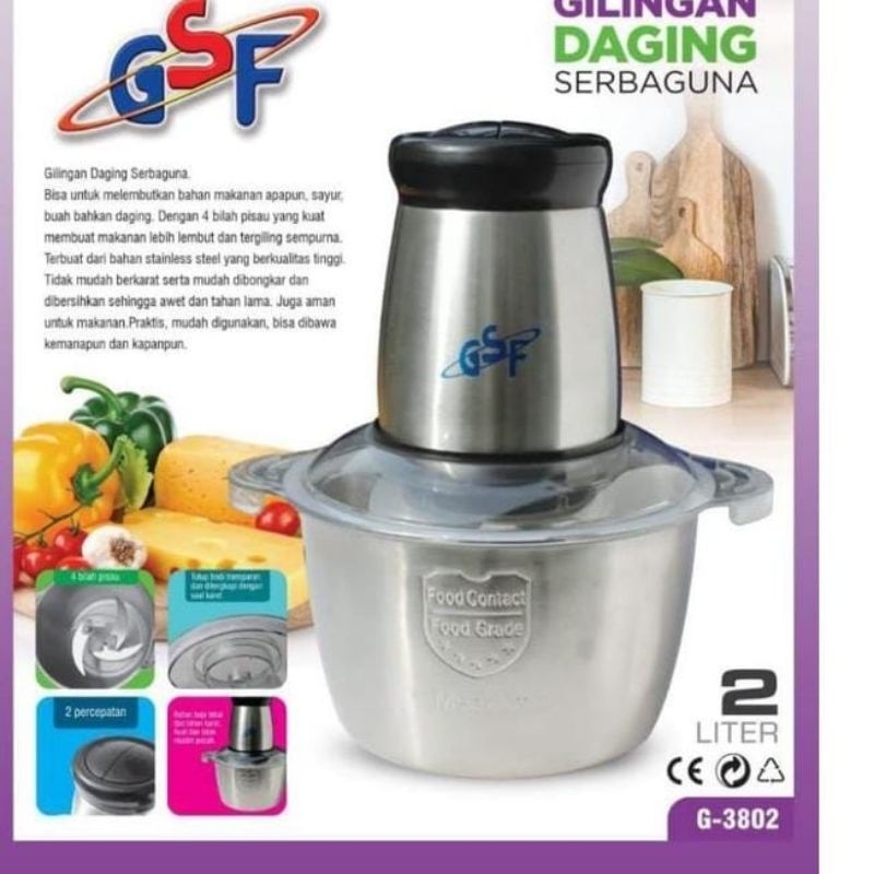 Blender Daging Stainless Steel 2 L/Meat Grinder Stainless / Meat Chopper Stainless Stenlis