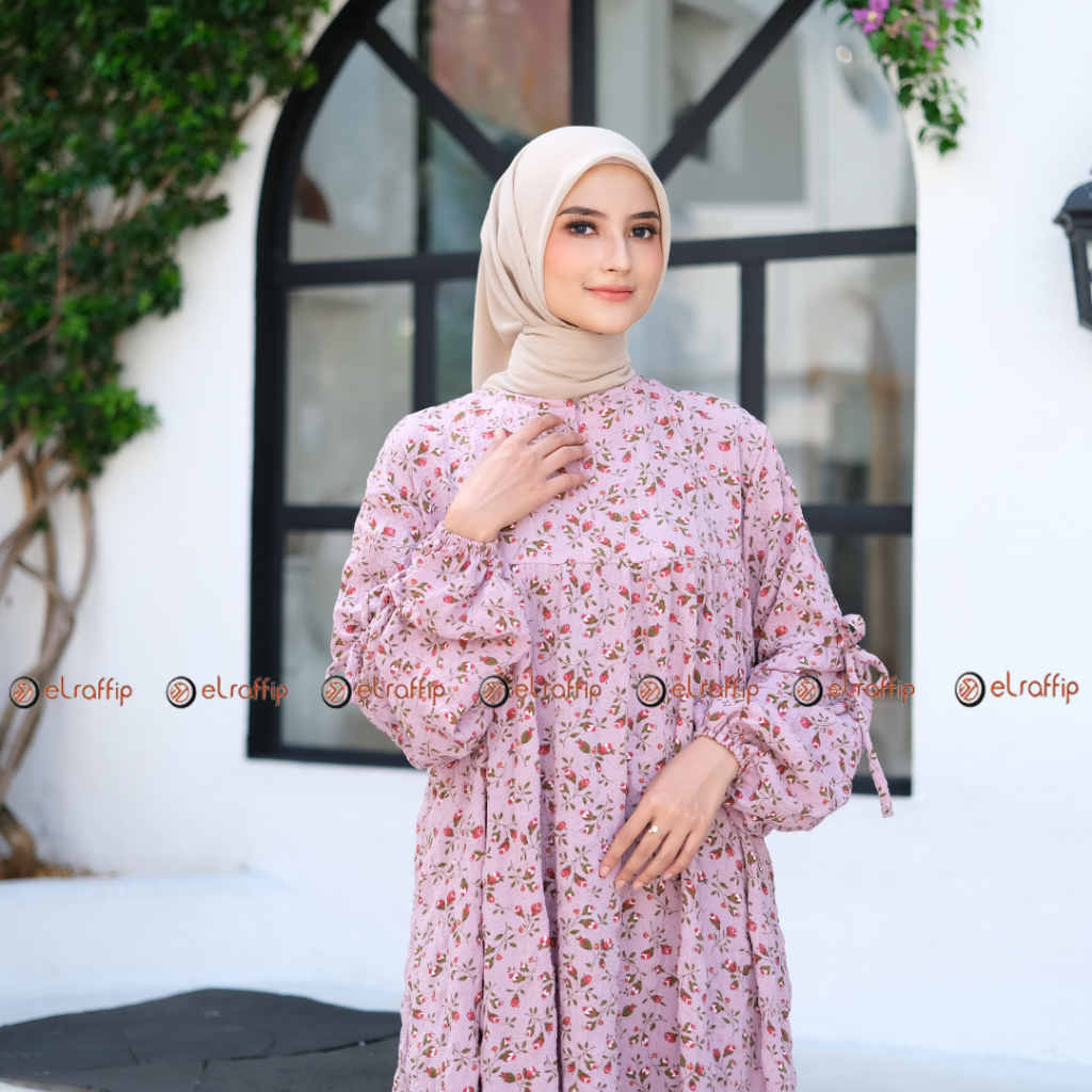 ELRAFFIP - Gamis Dewasa Motif Long Dress Motif Cringkle