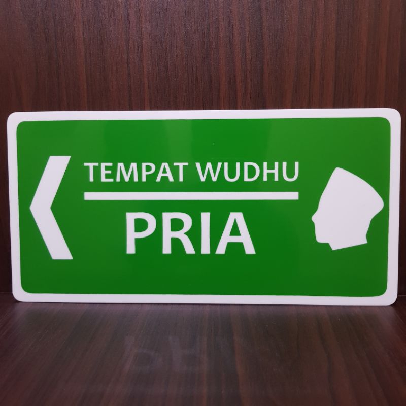 

Akrilik papan petunjuk arah TEMPAT WUDHU PRIA ARAH KIRI 30×15cm