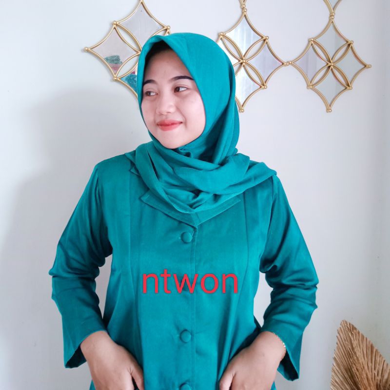 Kerudung PKK Nasional Logo Bordir Biru Tosca Premium Segi Empat Poliester