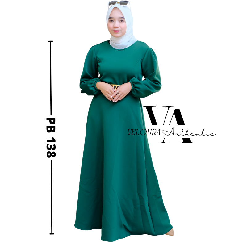 Baju Gamis Terbaru Veloura bahan Scuba Premium - Warna Hijau Botol