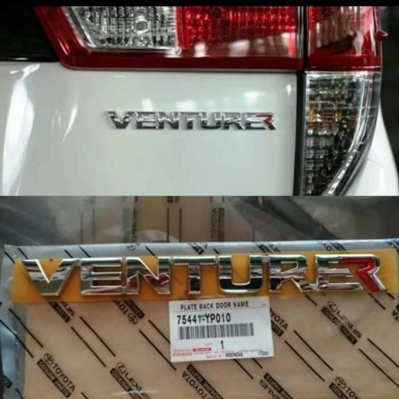 emblem tulisan VENTURER innova original chrome