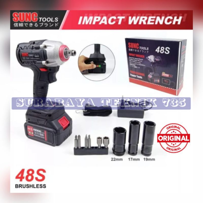 Pembuka baut SUNC BY JLD Tools 48S Buka Baut Cordless impact wrench 1 batrei