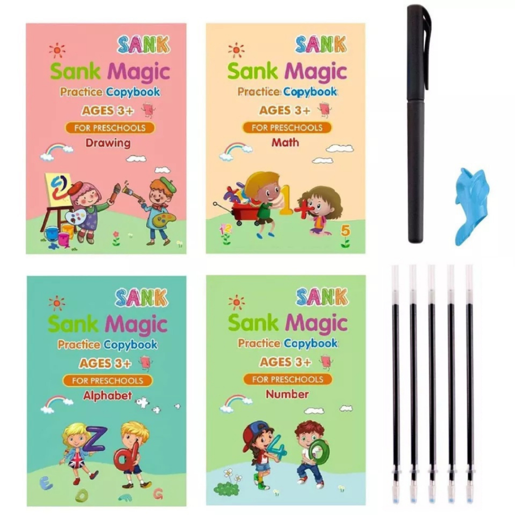 

4in1 Activity book belajar menulis anak PAUD TK 3 4 5 6 tahun MagicPen