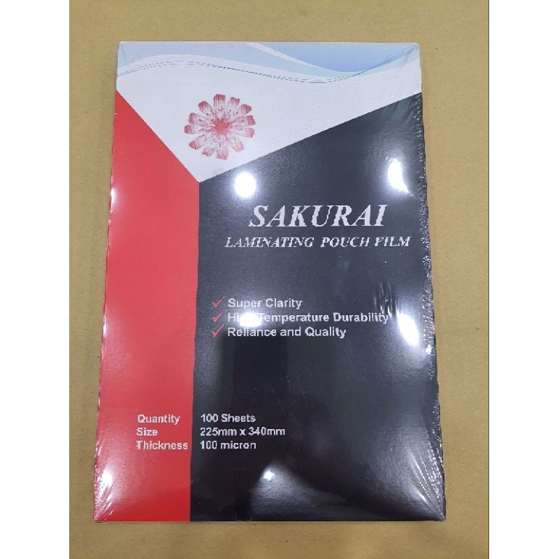 

Plastik Laminating Merk Sakurai Ukuran F4 isi 100 lembar