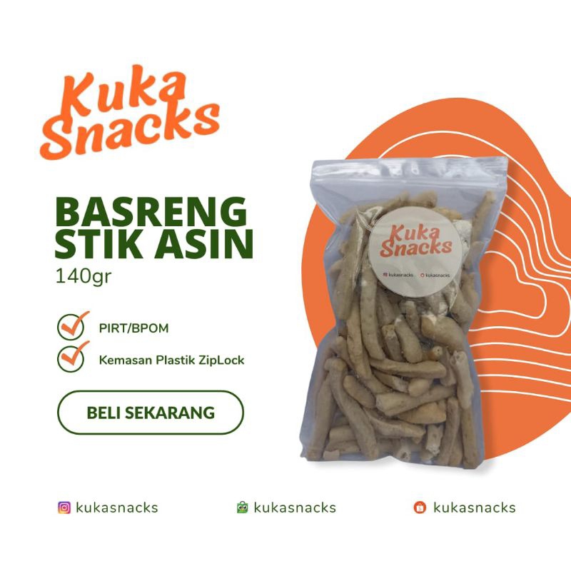 

Basreng Stik Asin 140gr Kuka Snacks / Basreng Original / Basreng Daun Jeruk