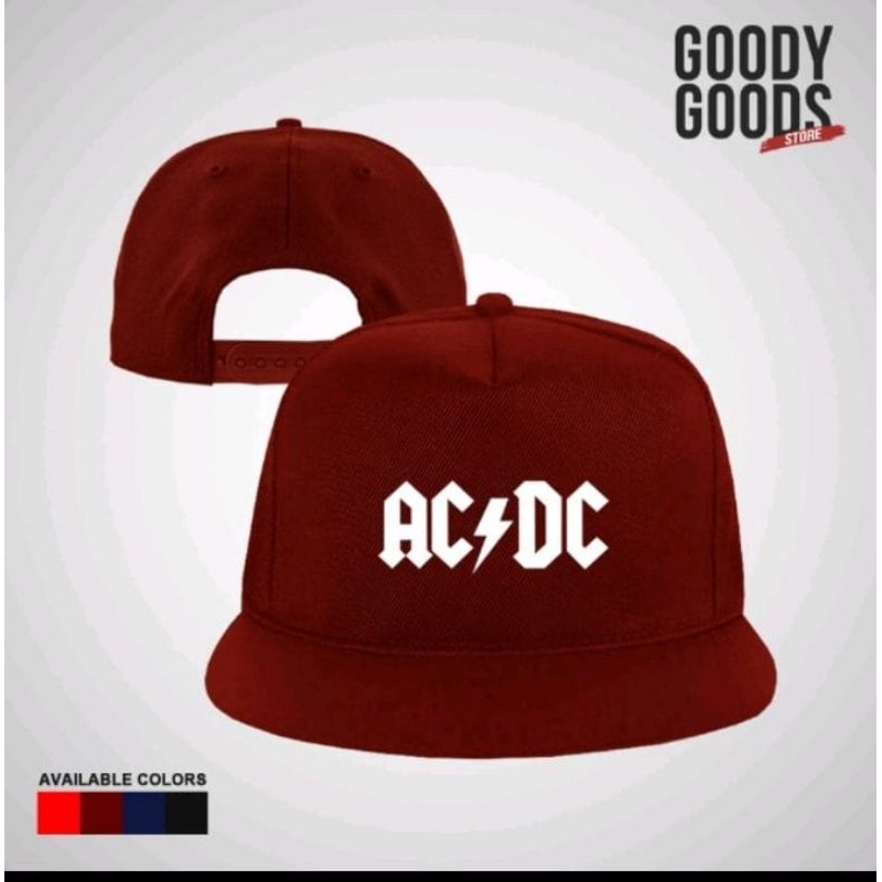 TOPI SNAPBACK CUSTOM AC DC PREMIUM ORIGINAL LOGO BAND METAL AC DC