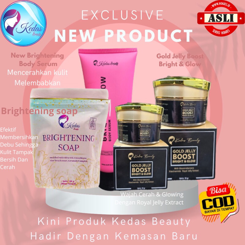 Kedas Beauty Body Serum Body Scrub Brightening Soap Gold Jelly Original Asli Memutihkann