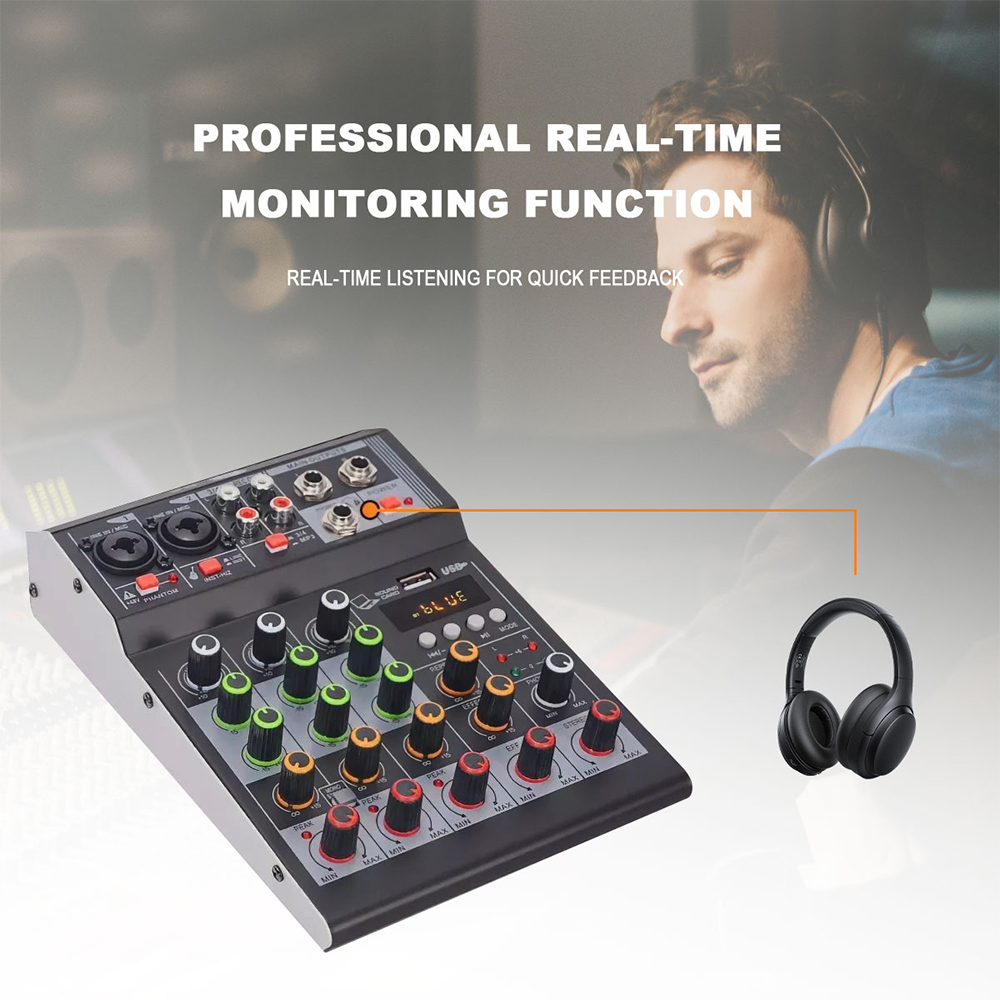 HARGA PROMO BOMGE Audio Mixer 4 Channel Mini Audio Mixer SoundCard DJ controller Mini Family KTV