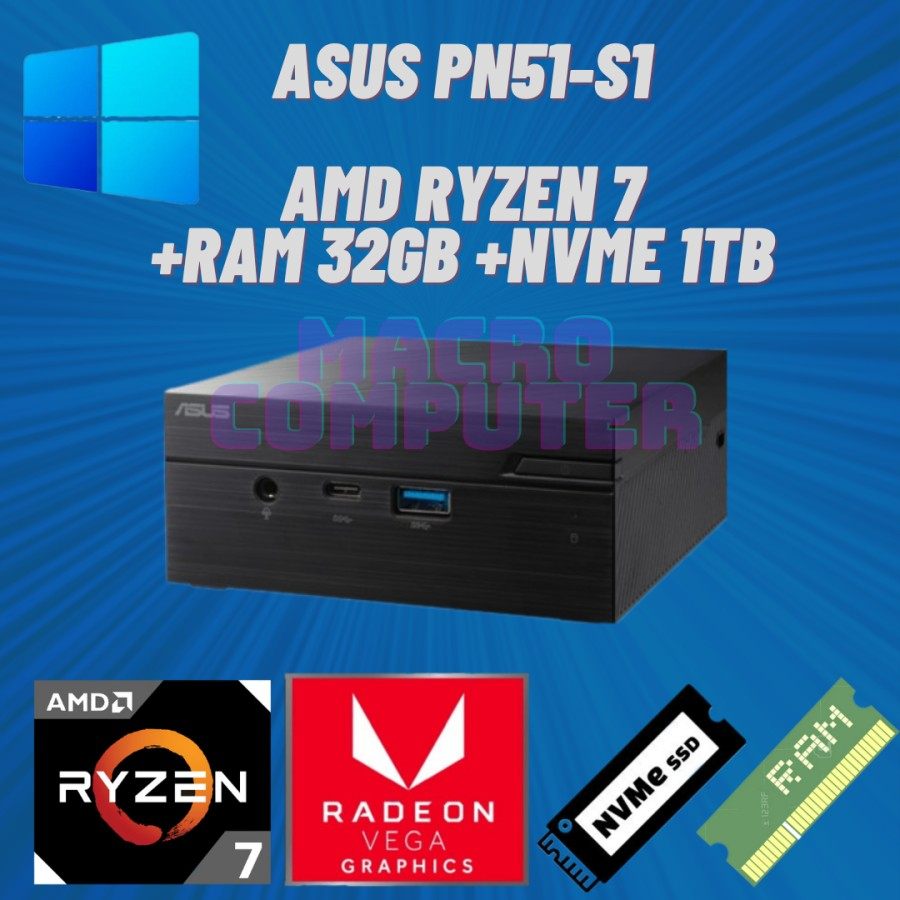MINI PC ASUS RYZEN 7 5700U FULLSET +RAM +SSD +WIN 11 | ASUS PN51-S1