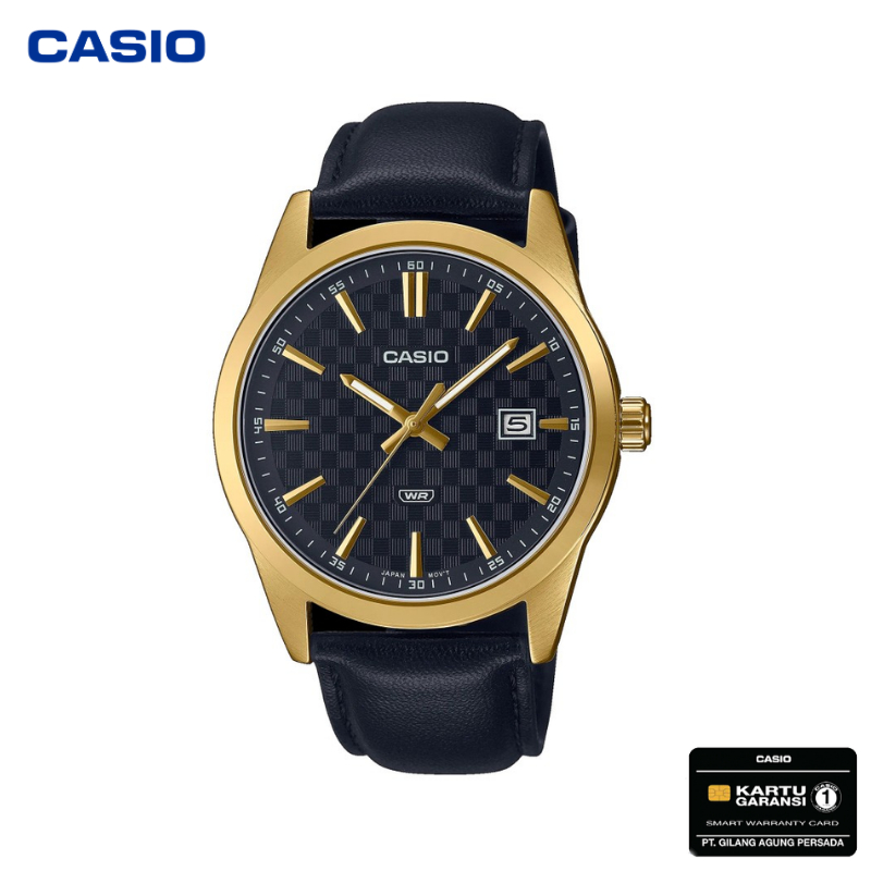 JAM TANGAN PRIA CASIO MTP-VD03GL-1A ORIGINAL - MTPVD03GL HITAM GOLD KULIT CASIO ORIGINAL jam tangan 
