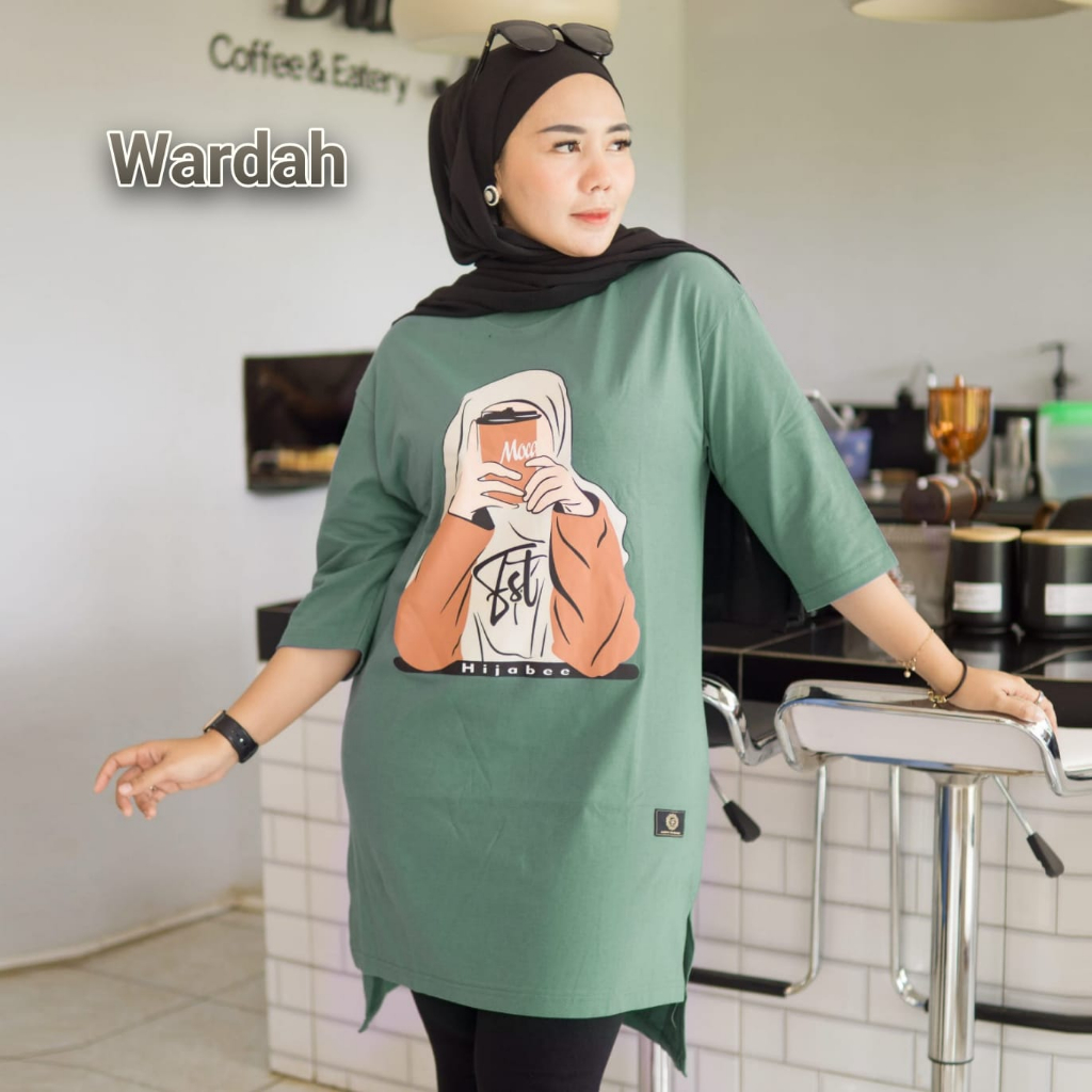 KAOS WANITA LONG TUNIK JUNGJAT WARDAH FASHION TOP ORIGINAL / TERBARU / ATASAN WANITA TUNIK MOTIF HIJ