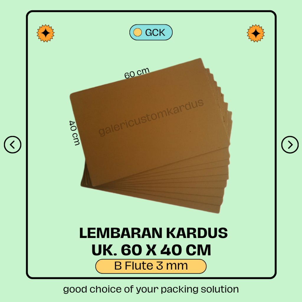 

Lembaran Kardus Karton Currogated Sheet 60x40 B Flute Single Wall Packing (Min. Order 10)