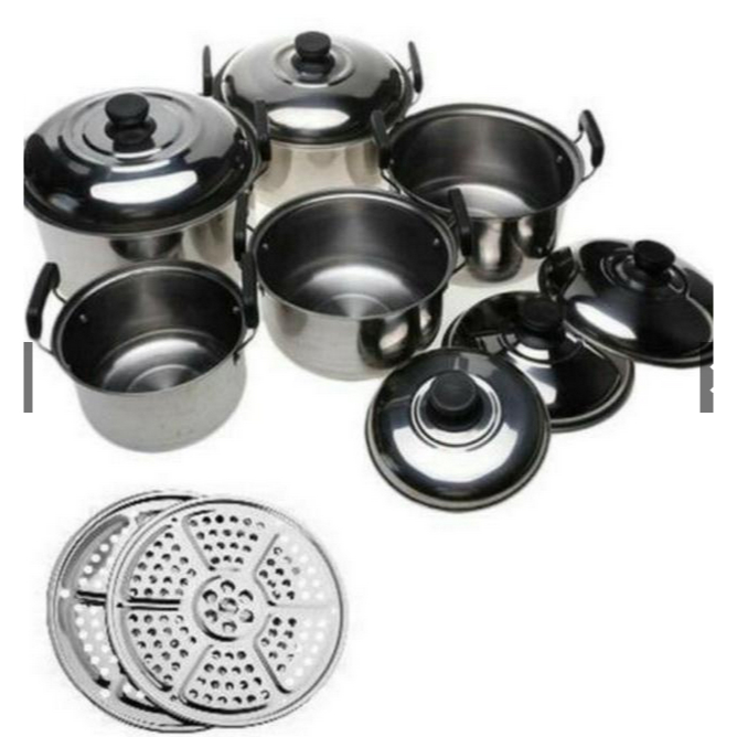 panci steamer set 5 susun tutup stenlis / Panci + Steamer Set 5 Susun Stainless