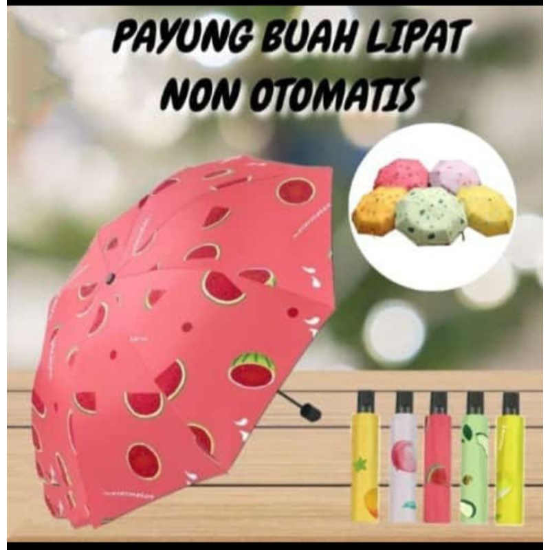 payung,payung lipat, payung motif buah buahan, free gift