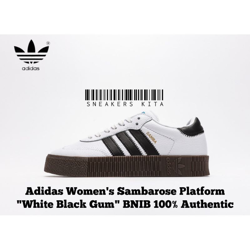 Sepatu adidas samba rose platform/adidas women's sambarose platform white black AQ...