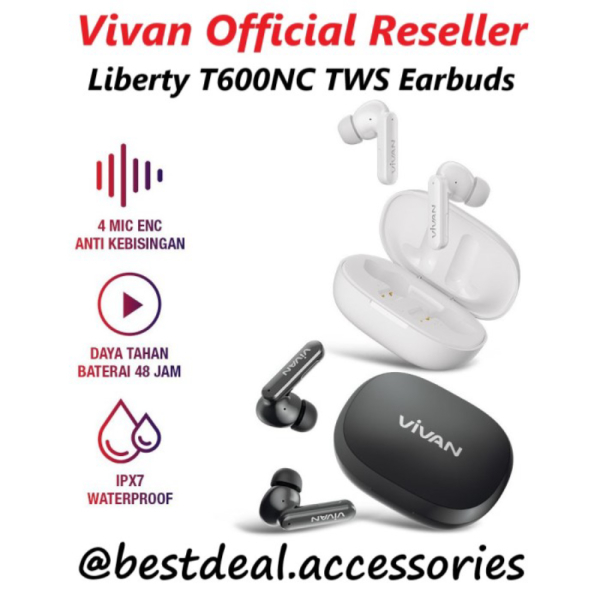Dijual Vivan Liberty T600NC / T600 NC TWS Earbuds Wireless Earphone ENC - Putih Limited