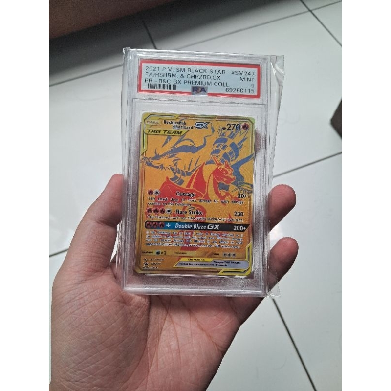 Kartu Card TCG Pokemon English Inggris Reshiram Charizard GX Gold Holo PSA 9