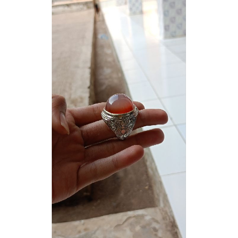 BATU AKIK SULAEMAN MERAH SIZE KANTORAN RING ALPAKA SUPER