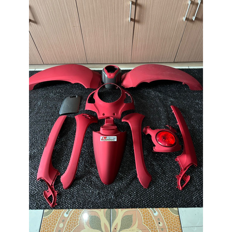Paketan Full Set Body Halus scoopy ESP NEW LED K2F Tahun (2021-Sampai sekarang) Merah doff Original 