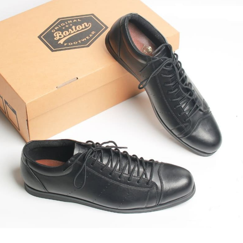 Boston Allen Black Sepatu Kulit Kerja Oxford Pria Original TotoSuryo x Boston Footwear