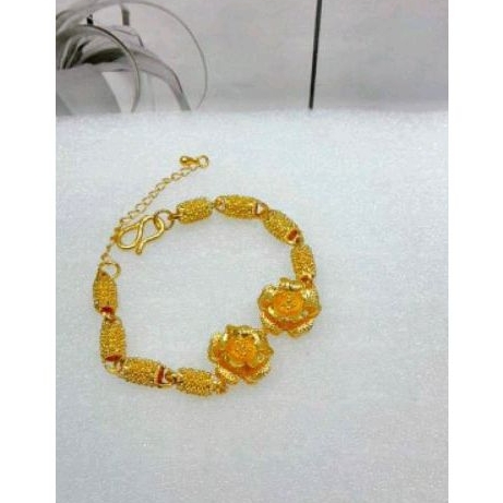 Gelang Bambu Mawar Lapis Emas 24K