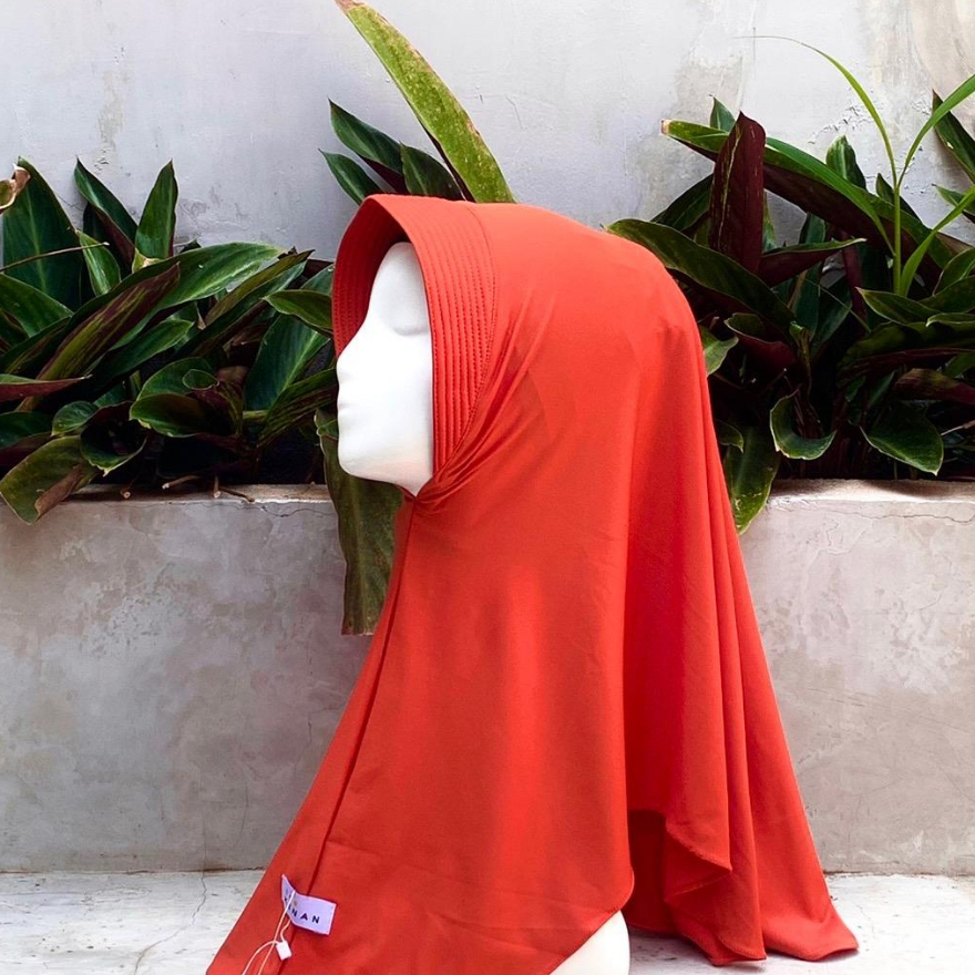 Hijab Bergo sport nutup dada // Hijab sport volly jumbo jersey premium-teracotta