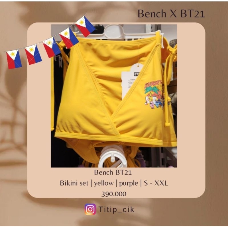 pre order bikin 2 pieces swimsuit swimming baju renang bench x bt21 army