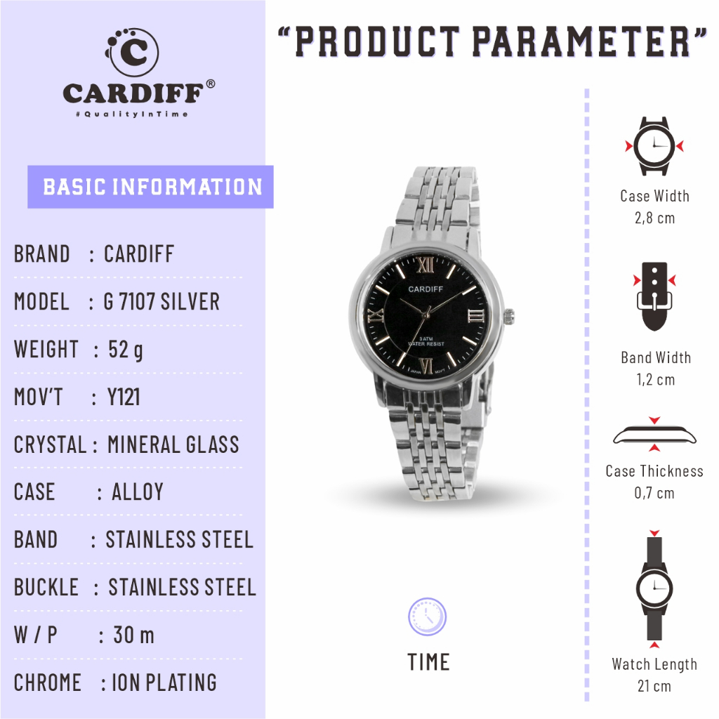 CARDIFF Analog G 7107  Jam Tangan Kasual Wanita