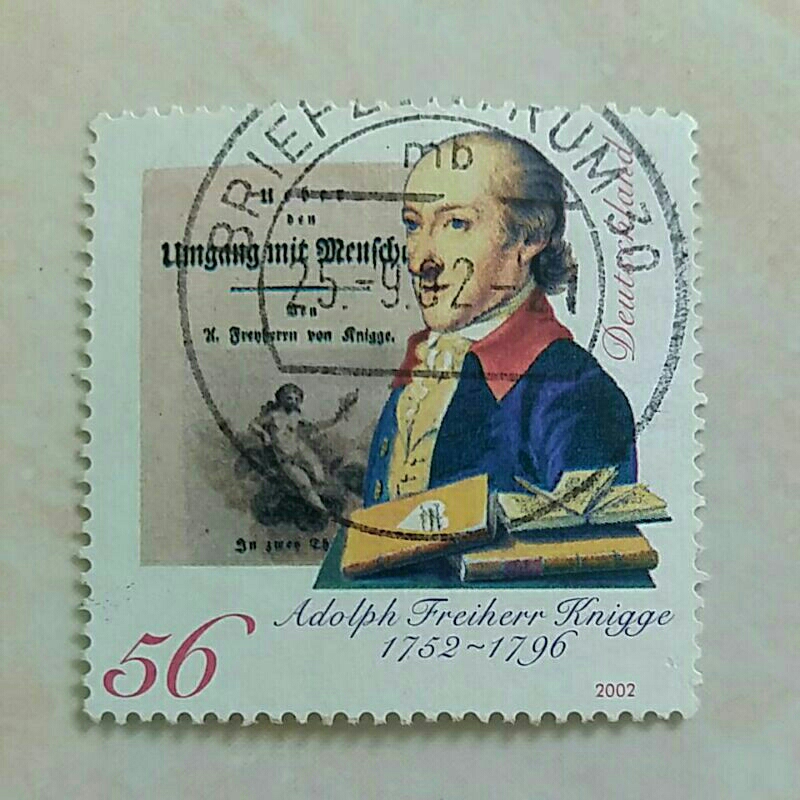 

(AA) Perangko Jerman 2002 250th Birth Anniv. of Adolph Baron von Knigge (1752-1796) 56 euro cent Used