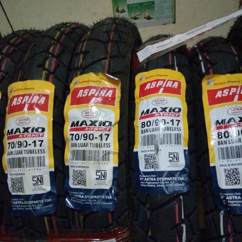 BAN LUAR DEPAN BELAKANG MOTOR BEBEK ASPIRA ATRACT TUBELESS RING 17 A-TRACK A-TRACT ATRACK ATRAK MAXI