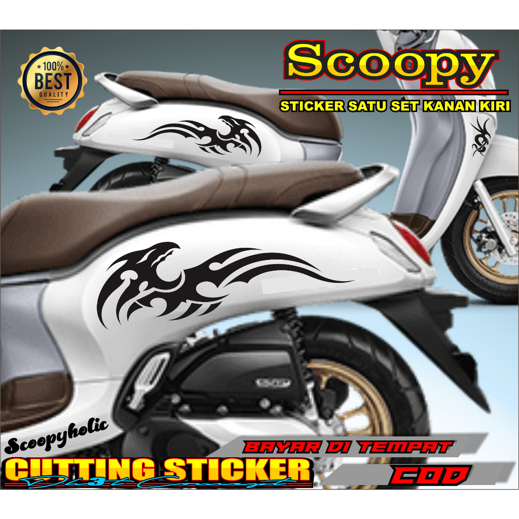 STICKER SCOOPY STRIPING TRIBAL NAGA SCOOPY NEW PRESTIGE CUTTING STICKER MOTOR KEREN
