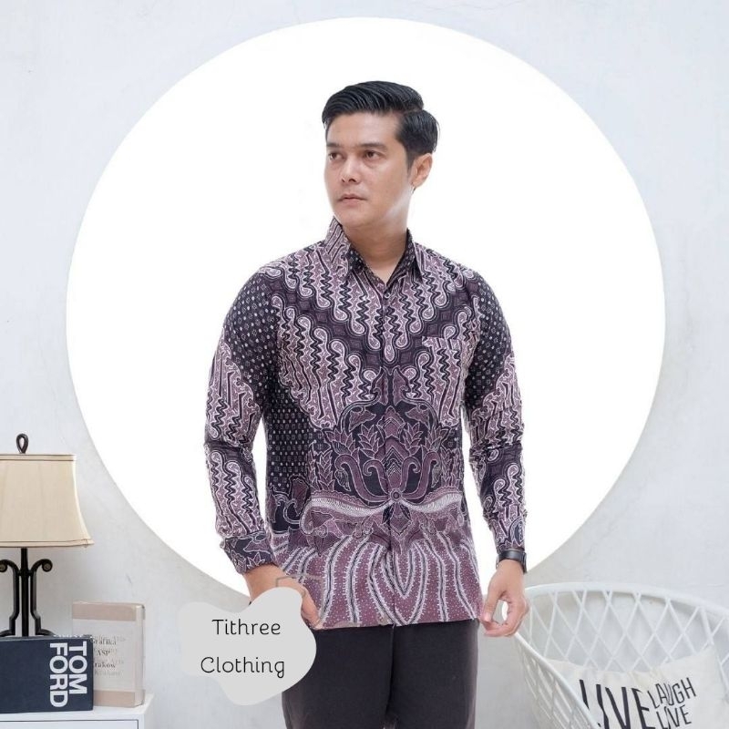 LAKUNA BATIK Baju batik pria dewasa kemeja batik modern baju batik warna lilac modis 10 motif