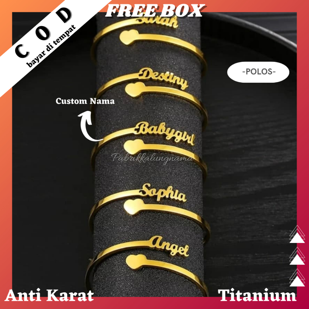 KNA | Gelang Nama Hits Perhiasan Nama TITANIUM LAPIS EMAS MURNI
