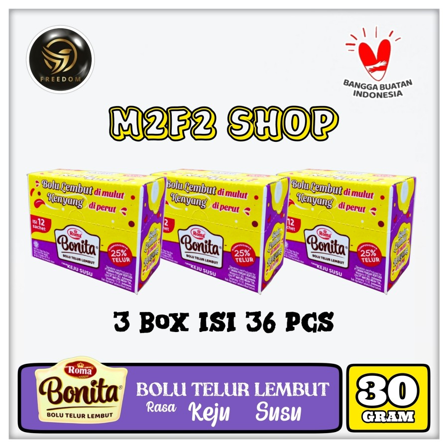 

Roma Bonita Cake Bolu Telur Lembut Rasa Keju Susu - 30 gr (Kemasan 3 Box)