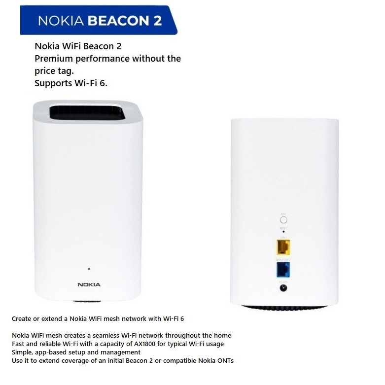 Nokia Wifi Beacon 2 Home Wifi Gateway - Mesh Router Extender Repeater