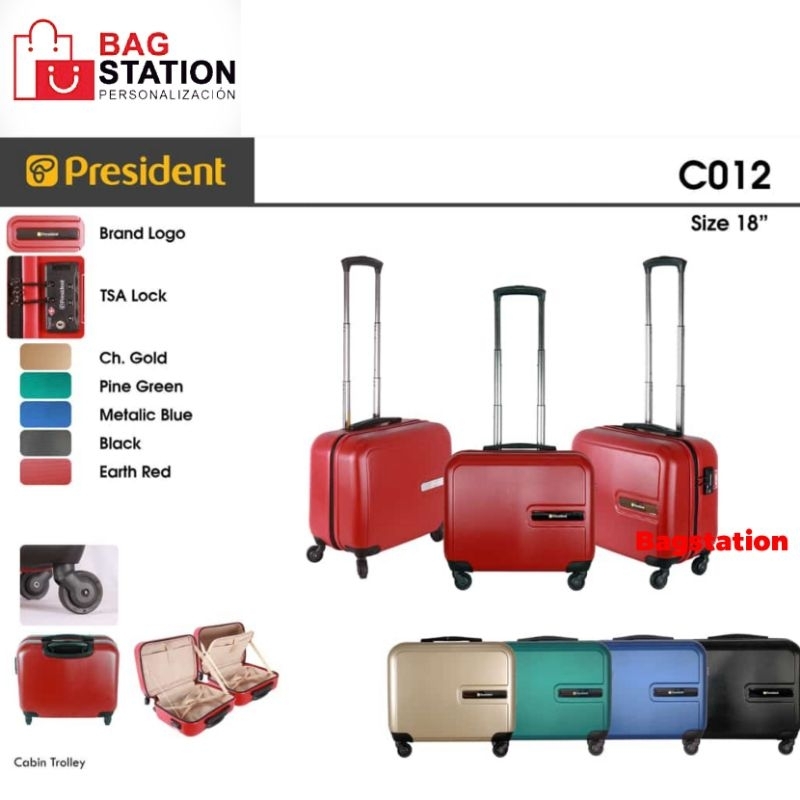TAS KOPER PRESIDENT TAS CABIN PRESIDENT C012 ORIGINAL C 012 - 4 RODA ABS SELETING TSA LOCK TAS TRAVE