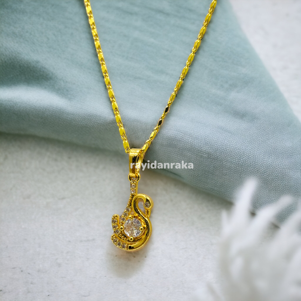 Rayidanraka Kalung wanita titanium xuping import rantai tempe liontin model angsa emas cantik panjan