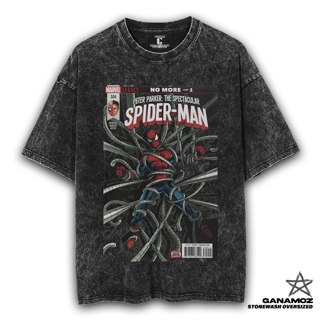 GANAMOZ Kaos Film SPIDERMAN The Spectaqular Stone Wash Oversize T-shirt | Kaos Oversize Wanita | Kao