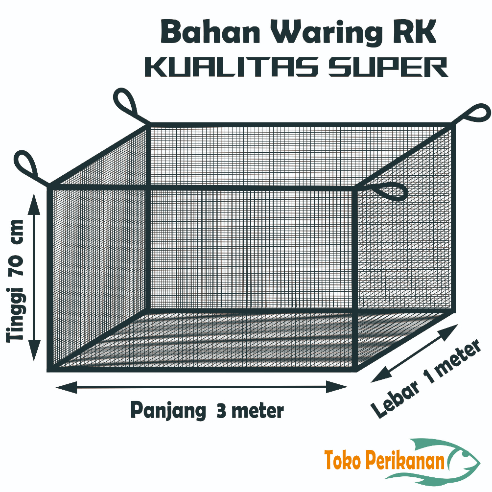 TOKO PERIKANAN - Keramba/Waring/Hapa ikan ukuran ( 3 m x 1 m x 70 cm ) waring RK Hitam