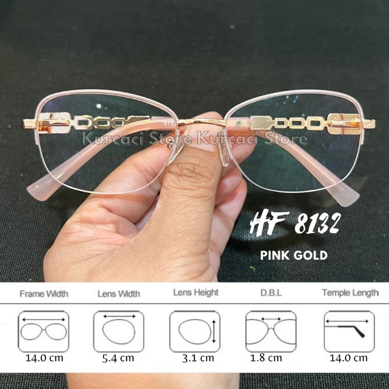Frame Kacamata Half Frame Setengah Bingkai Wanita HF8132 Photocromic Blueray Antiradiasi/ Kacamata O
