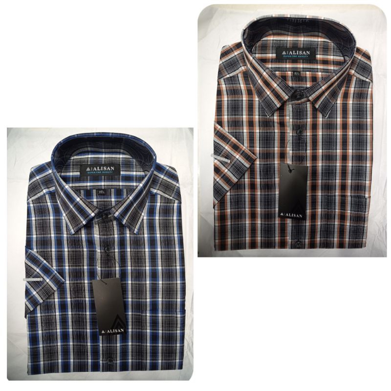 Alisan Motif Kotak Lengan Pendek Reguler