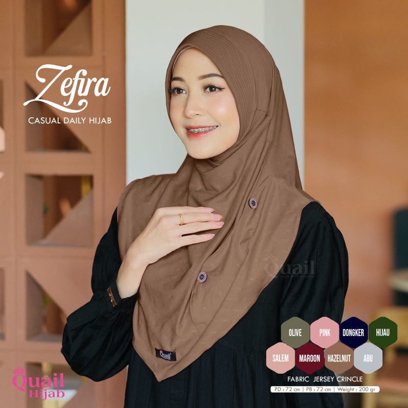 Jilbab Polos Kombinasi Kancing Zefira QuaiL Hijab