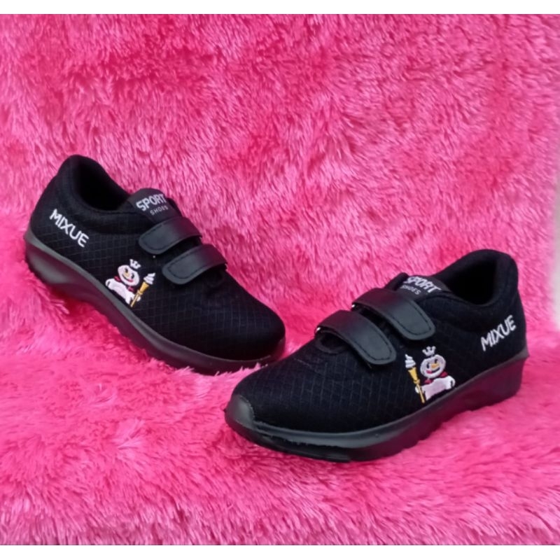 sepatu mixue anak sekolah tanpa tali (Velcro) kualitas premium fashion size 27-38