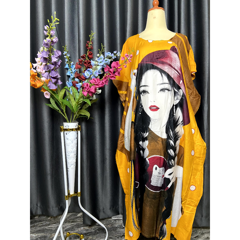 Daster Jumbo Lowo Premium DNR Motif Karakter Bahan Rayon Cocok Untuk Bumil. Pakaian Tidur dan Santai